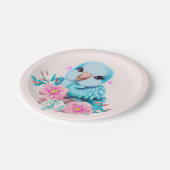 Niedlicher und erlesener Blauer Babypapagei Pappteller (Schrägansicht)