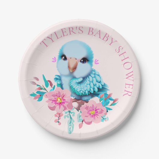 Niedlicher und erlesener Blauer Babypapagei Pappteller (Vorderseite)