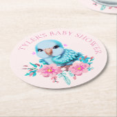 Niedlicher und erlesener Blauer Babypapagei Runder Pappuntersetzer (Angewinkelt)