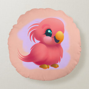 Niedlicher und erlesener Pink-Babypapagei Rundes Kissen