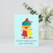 Niedlicher und farbenfroher Clown mit Eichhörnchen Postkarte (Stehend Vorderseite)