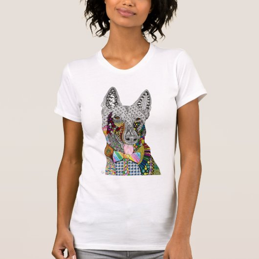Niedlicher und farbenfroher deutscher Schäferhund- T-Shirt (Vorderseite)