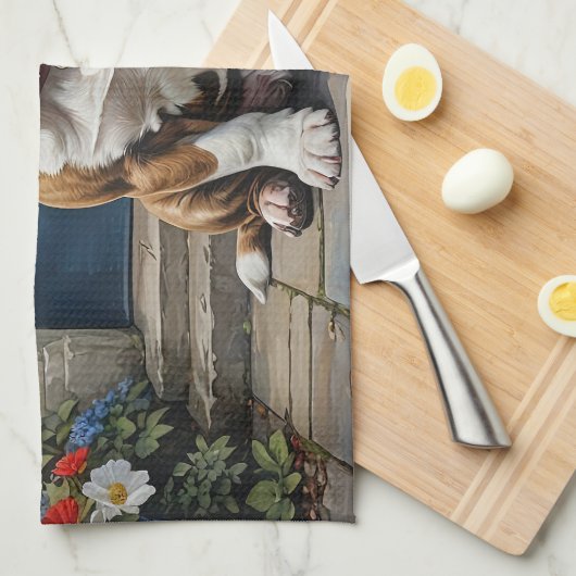 Niedlicher und farbenfroher englischer Bulldog Geschirrtuch (Viertel Falte)