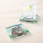 Niedlicher und farbenfroher englischer Bulldog-Gla Glasuntersetzer (Schrägansicht)