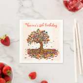 Niedlicher und farbenfroher Fall Tree Personalisie Serviette (Beispiel)