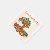 Niedlicher und farbenfroher Fall Tree Personalisie Serviette (Ecke)