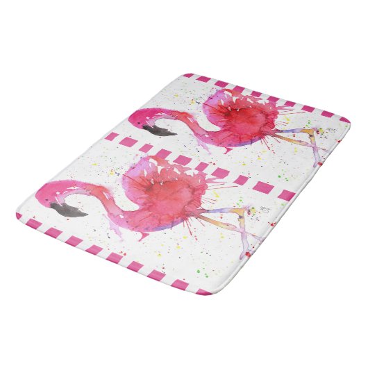 Niedlicher und farbenfroher Flamingo-Bademantel Badematte (Schrägansicht)