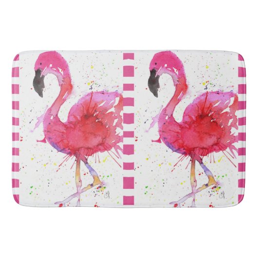 Niedlicher und farbenfroher Flamingo-Bademantel Badematte (Vorderseite)