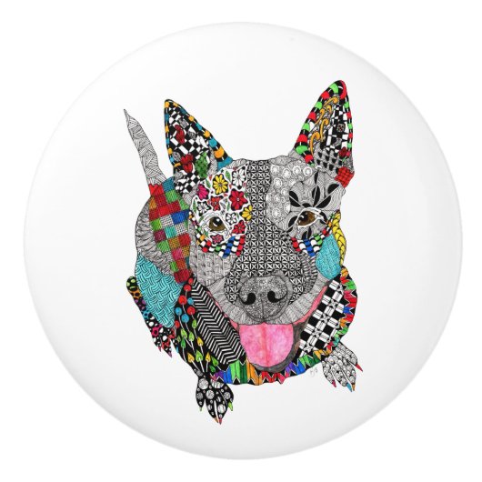 Niedlicher und farbenfroher Grubenknochen Keramikknauf (Vorderseite)