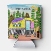Niedlicher und farbenfroher Happy Camper Dosenkühler (Rückseite)