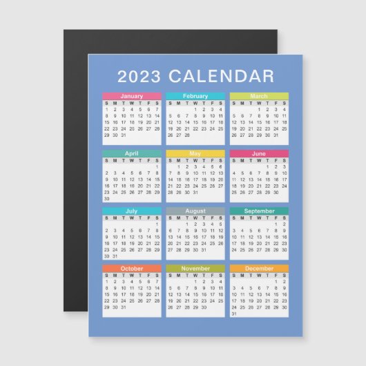 Niedlicher und farbenfroher Kalender 2023 | Magnet (Vorne/Hinten)