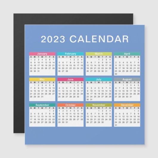 Niedlicher und farbenfroher Kalender 2023 | Magnet (Vorne/Hinten)