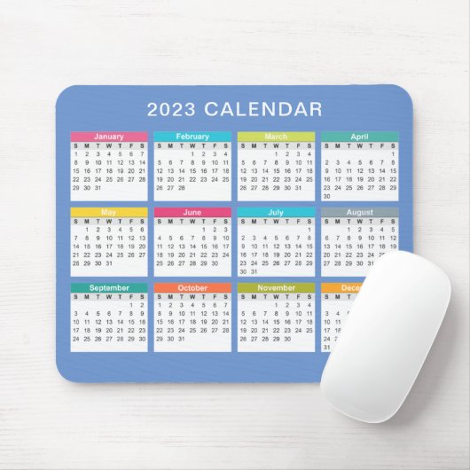 Niedlicher und farbenfroher Kalender 2023 | Mousep Mousepad (Mit Mouse)