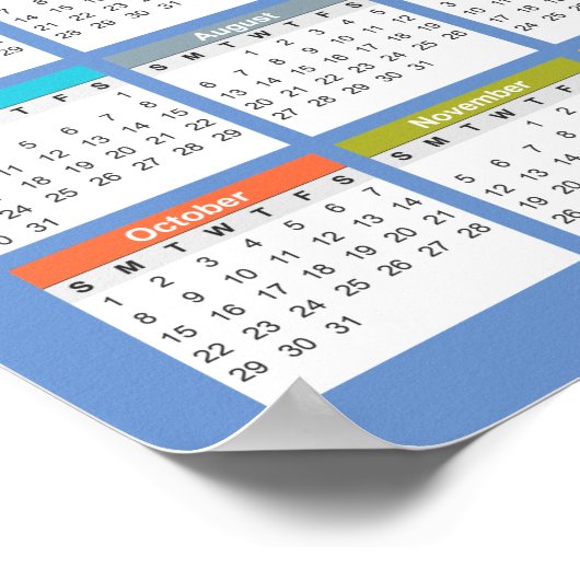 Niedlicher und farbenfroher Kalender 2023 | Poster (Ecke)
