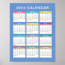 Niedlicher und farbenfroher Kalender 2023 | Poster