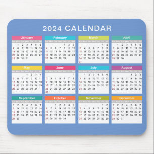 Niedlicher und farbenfroher Kalender 2024 Mousep Mousepad