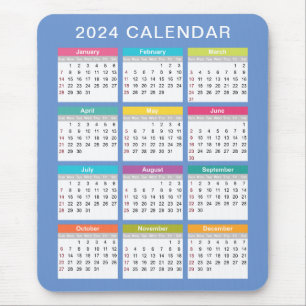 Niedlicher und farbenfroher Kalender 2024   Mousep Mousepad