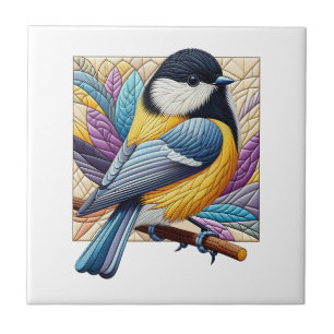 Niedlicher und farbenfroher kleiner Vogel auf Bran Fliese