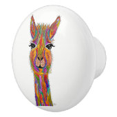 Niedlicher und farbenfroher Lama Door Knob - Keram Keramikknauf (Rechts)