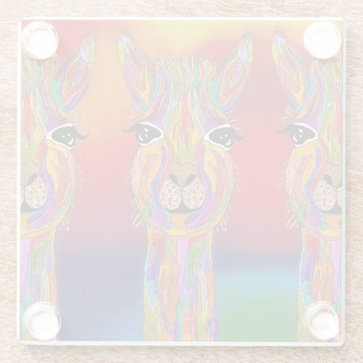 Niedlicher und farbenfroher Lama Glass Untersetzer (Rückseite)
