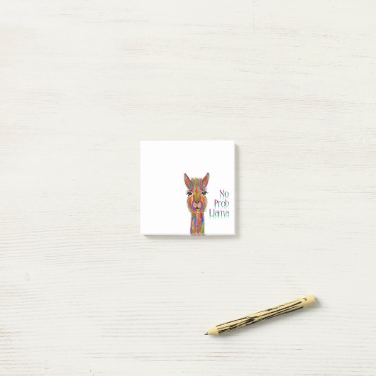 Niedlicher und farbenfroher Lama Post-it Klebezettel (Auf Schreibtisch)