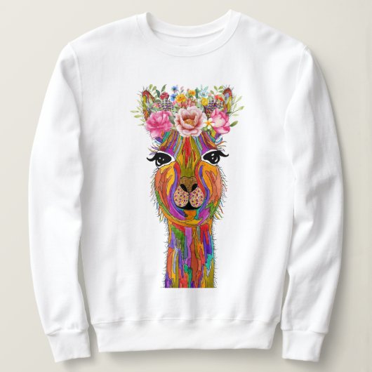 Niedlicher und farbenfroher Lama Sweatshirt (Design vorne)