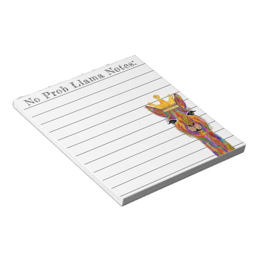 Niedlicher und farbenfroher Llama Alpaca Notepad Notizblock (angewinkelt)