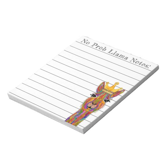 Niedlicher und farbenfroher Llama Alpaca Notepad Notizblock (Rotiert)