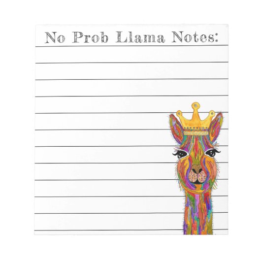 Niedlicher und farbenfroher Llama Alpaca Notepad Notizblock (Vorderseite)
