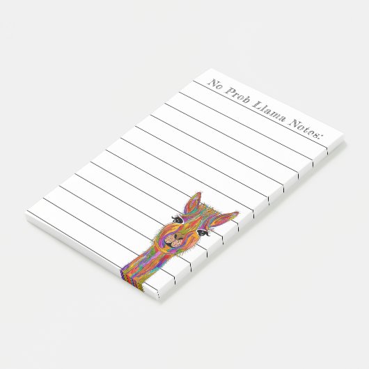 Niedlicher und farbenfroher Llama Alpaca Post-it Klebezettel (angewinkelt)