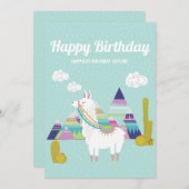 Niedlicher und farbenfroher Llama Happy Birthday (Vorne/Hinten)