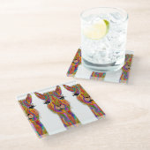 Niedlicher und farbenfroher Llama-Untersetzer Glasuntersetzer (Schrägansicht)