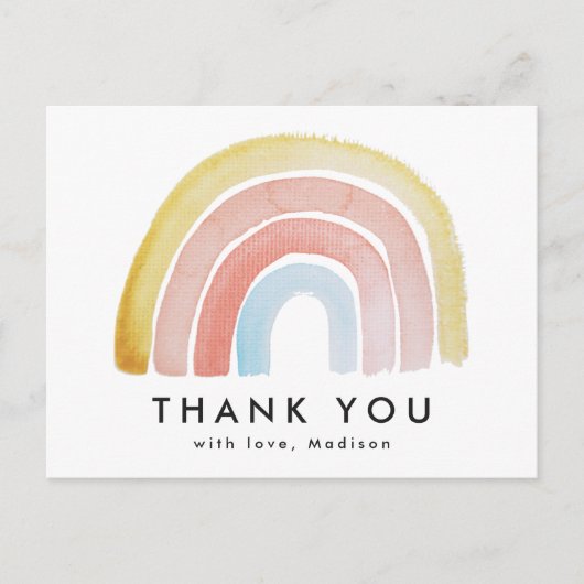 Niedlicher und farbenfroher Regenbogen Vielen Dank Postkarte (Vorderseite)