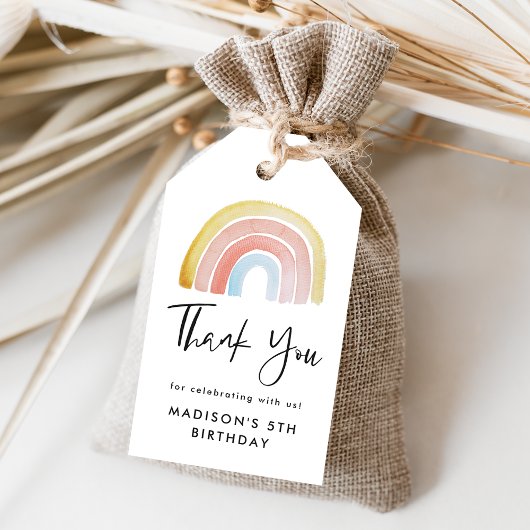 Niedlicher und farbenfroher Regenbogen zum Geburts Geschenkanhänger