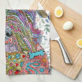 Niedlicher und farbenfroher Schnauzer Oberkalienha Geschirrtuch (Viertel Falte)