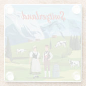 Niedlicher und farbenfroher Schweizer Cartoon Zeic Glasuntersetzer (Rückseite)