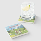 Niedlicher und farbenfroher Schweizer Cartoon Zeic Steinuntersetzer (Seitenansicht)