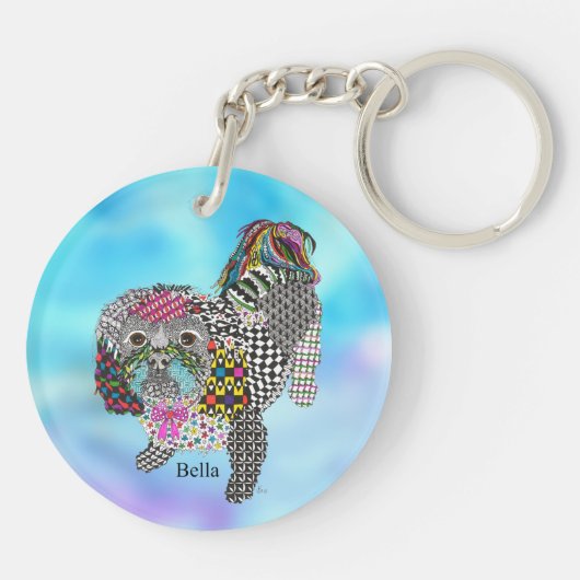 Niedlicher und farbenfroher Shih Tzu Schlüsselanhä Schlüsselanhänger (Rückseite)