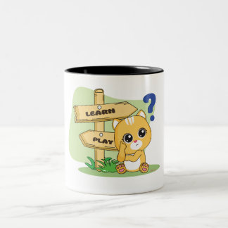 Niedlicher und farbenfroher Tierfreund für Kinderg Zweifarbige Tasse