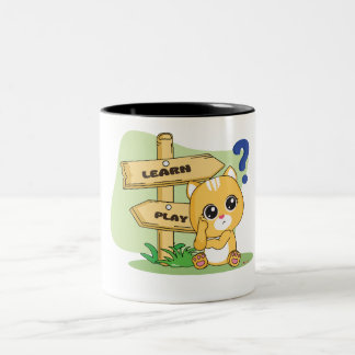 Niedlicher und farbenfroher Tierfreund für Kinderg Zweifarbige Tasse