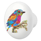 Niedlicher und farbenfroher Vogel an einem Knotenp Keramikknauf (Rechts)