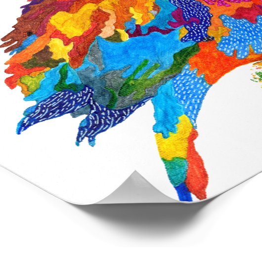 Niedlicher und farbenfroher Vogel auf einem Branch Poster (Ecke)