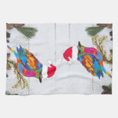 Niedlicher und farbenfroher Vogel auf einem Zweig  Geschirrtuch (Horizontal)