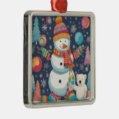 Niedlicher und farbenfroher Weihnachtsschneemann Ornament Aus Metall (Rechts)