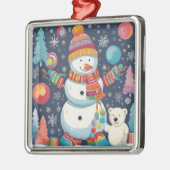 Niedlicher und farbenfroher Weihnachtsschneemann Ornament Aus Metall (Links)