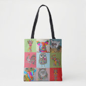 Niedlicher und farbenfroher Zoo und Landtiere Totb Tasche (Vorderseite)