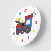 Niedlicher und farbenfroher Zug für Kinderzimmer Runde Wanduhr (Winkel)