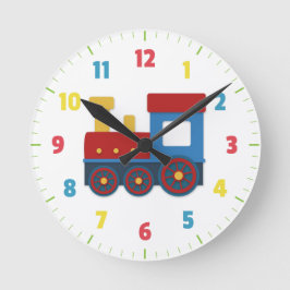 Niedlicher und farbenfroher Zug für Kinderzimmer Runde Wanduhr