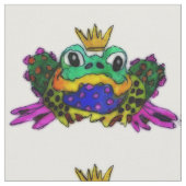 Niedlicher und farbiger Frosch mit Kronenstoff Stoff (Nahaufnahme)