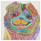 Niedlicher und farbiger Mops Stoff (Nahaufnahme)